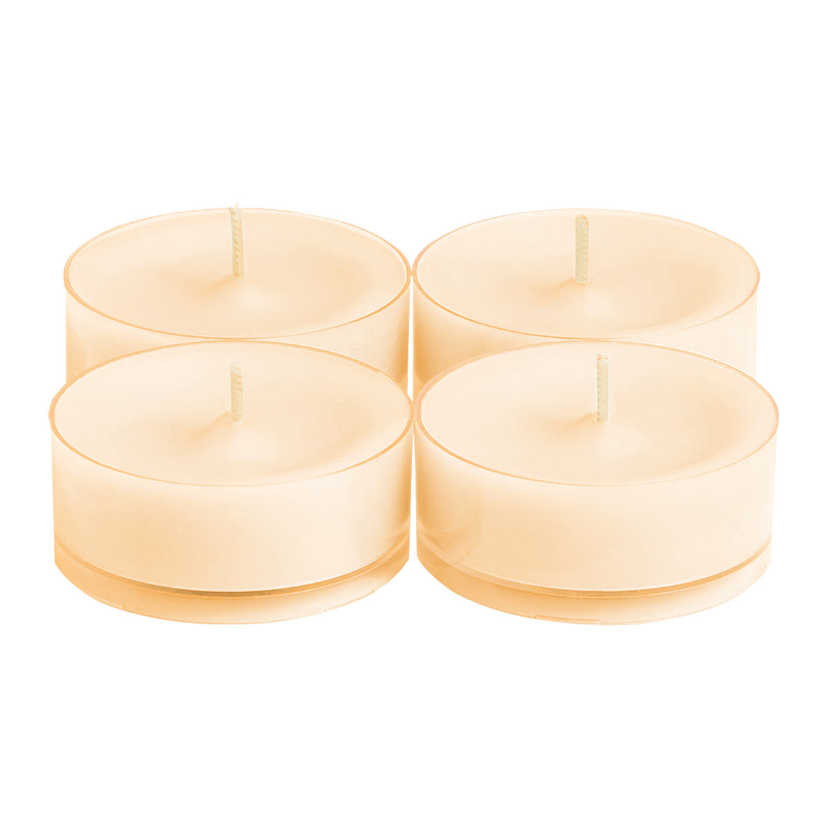 Four Large Spiced Pumpkin GloLite Tealights against a white background
