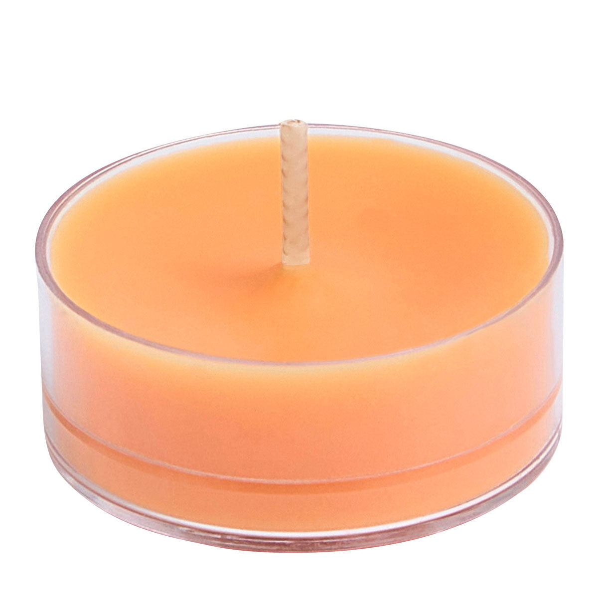 Wild Rhubarb & Citrus single Tealight against a white background.